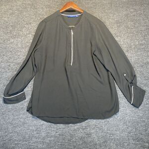 Apt 9 Top Blouse Shirt Womens Small Black Long Sleeve 1/4 Zip